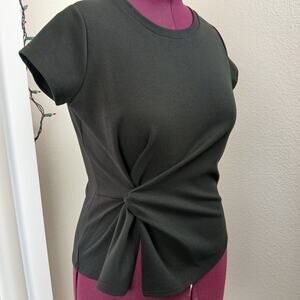 Modern Works Black Side Knot Tee M short sleeve thick jersey knit cotton blend